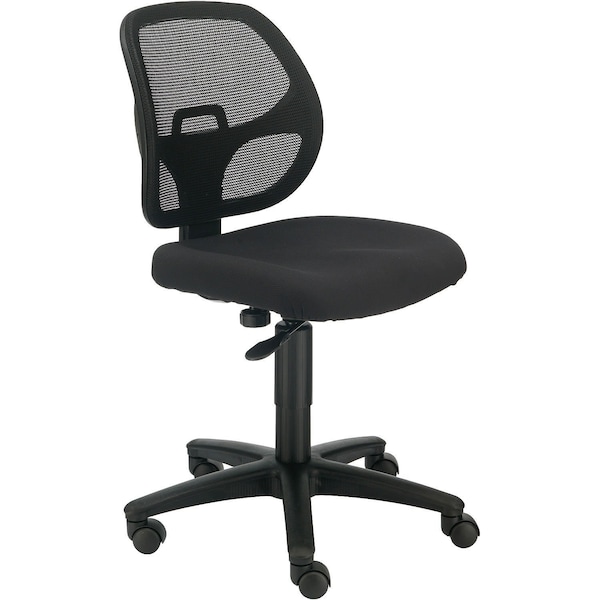 Armless Mesh Back Office Chair, Fabric, Black